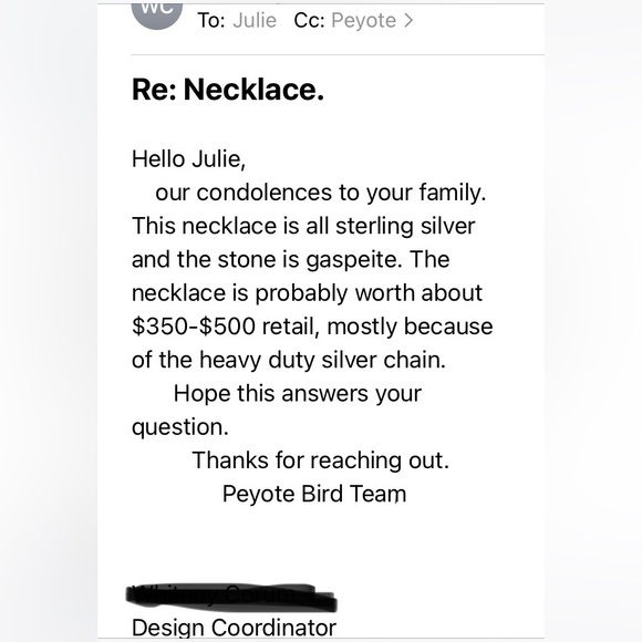 Peyote Bird GemStone Silver (925) Necklace.